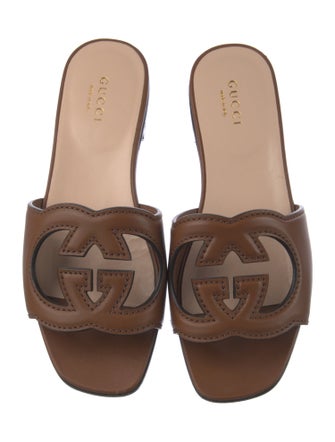 Gucci Interlocking G Logo Leather Slides