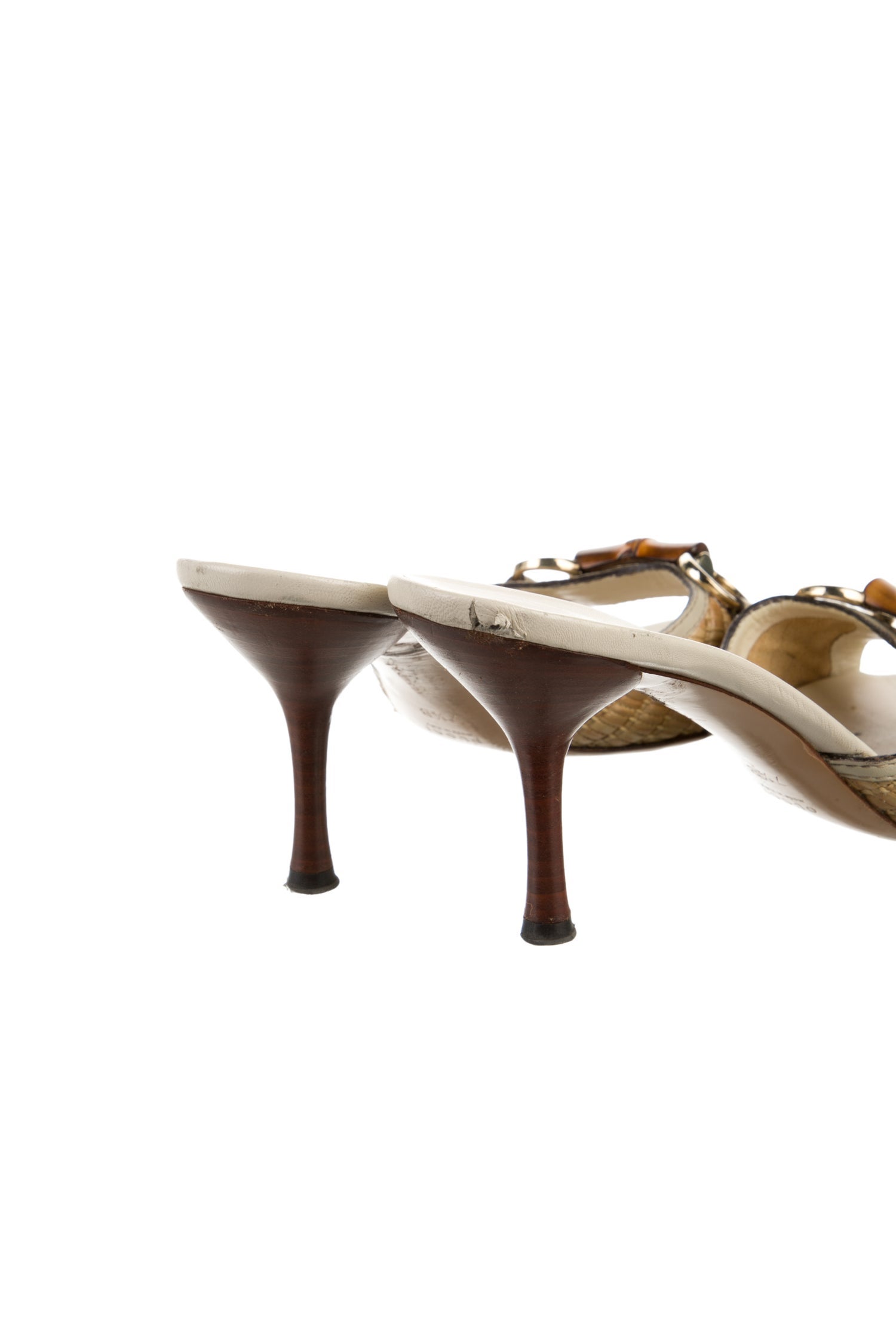 Gucci Horsebit Accent Raffia Slides