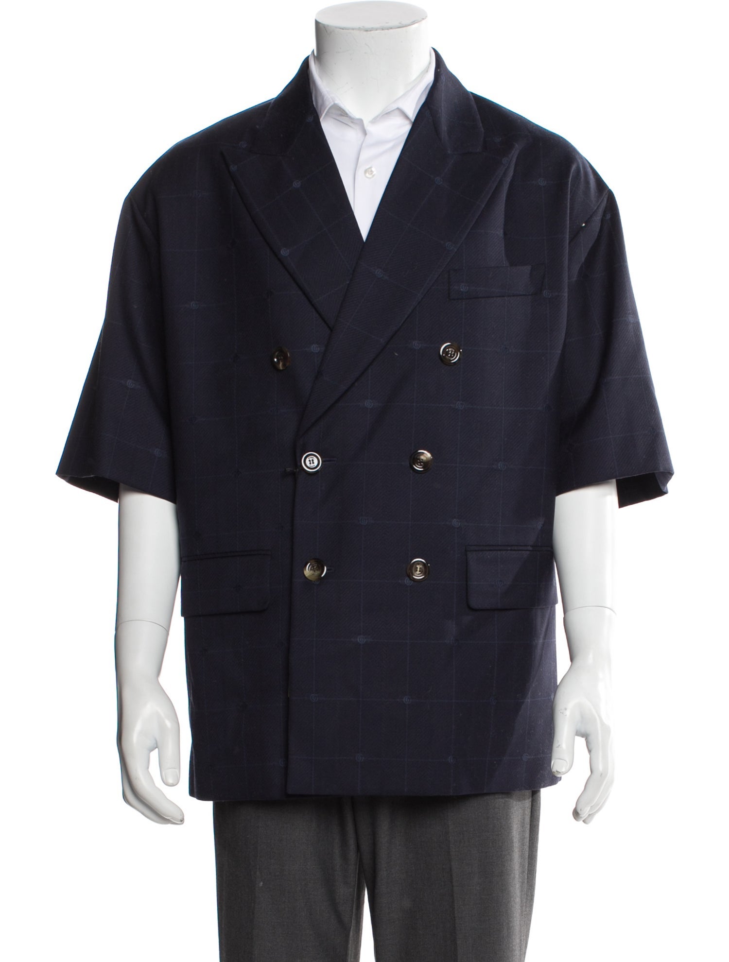 Gucci Wool Plaid Print Blazer