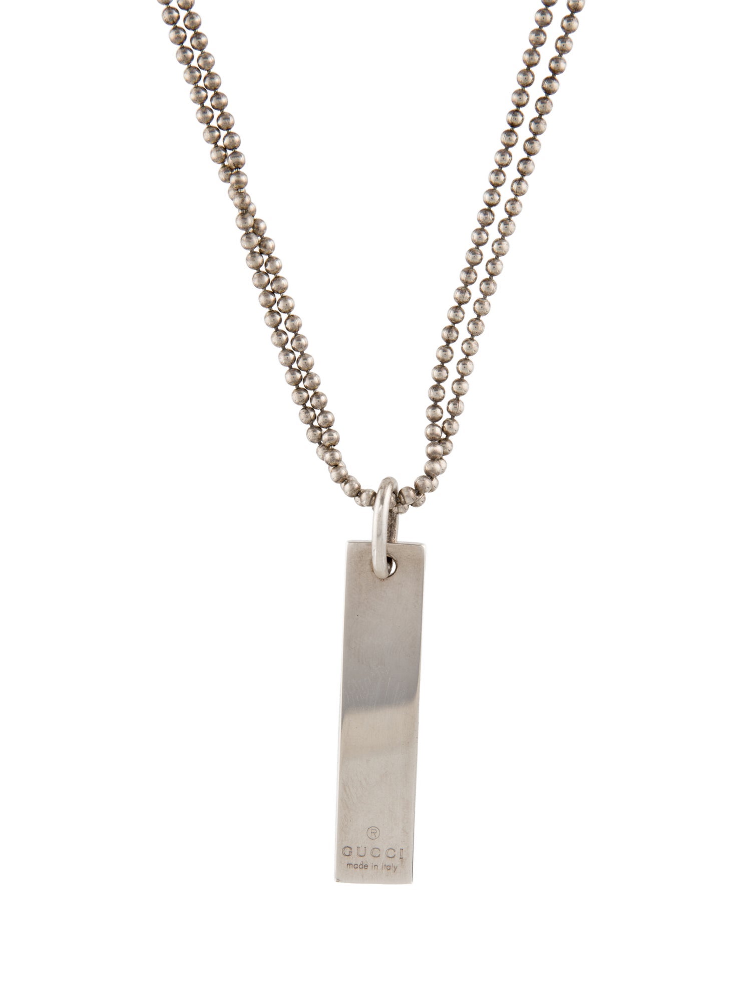 Gucci Dog Tag Double Strand Pendant Necklace