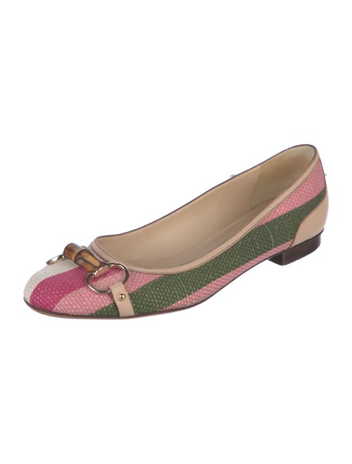 Gucci Bamboo Accent Canvas Ballet Flats