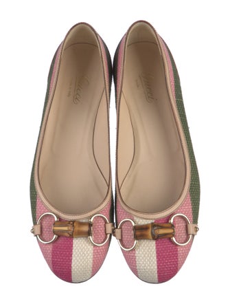 Gucci Bamboo Accent Canvas Ballet Flats