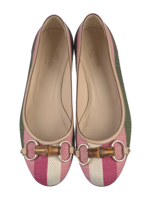 Gucci Bamboo Accent Canvas Ballet Flats