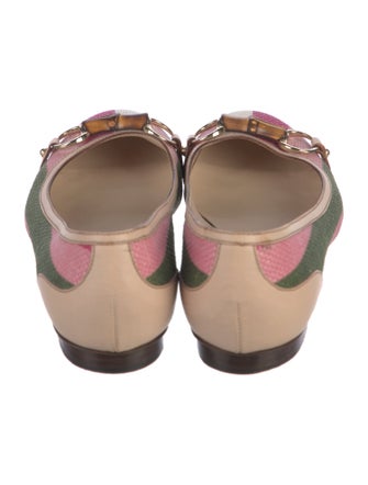 Gucci Bamboo Accent Canvas Ballet Flats