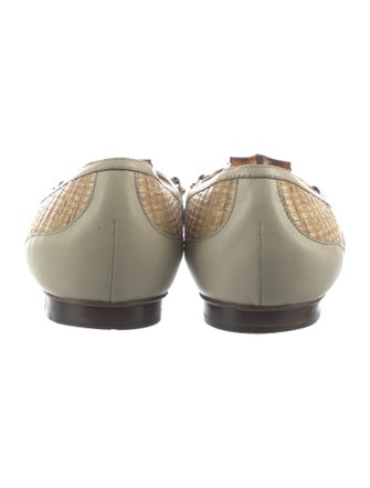 Gucci Horsebit Accent Raffia Ballet Flats