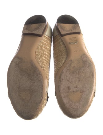 Gucci Horsebit Accent Raffia Ballet Flats