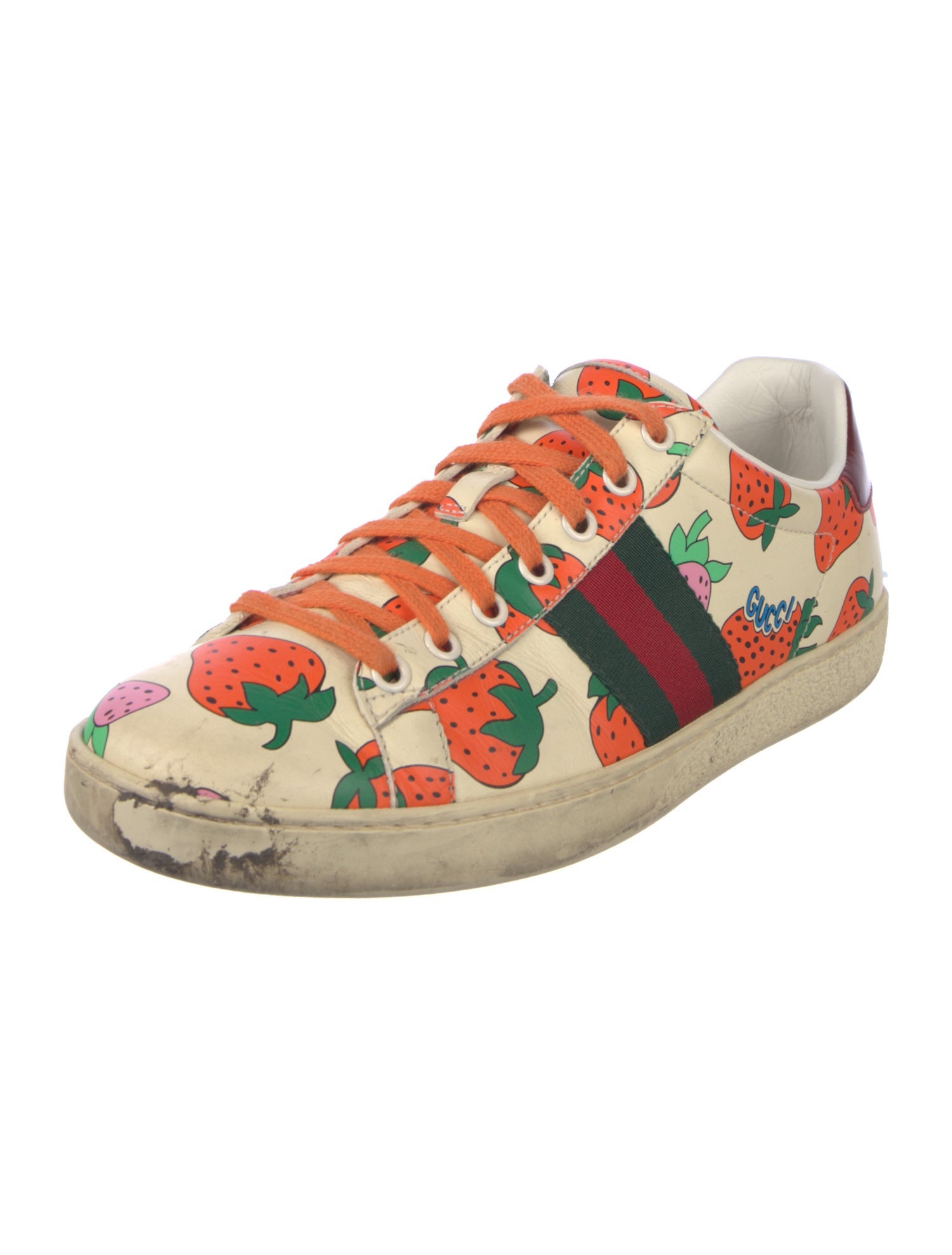 Gucci Web Accent Leather Sneakers