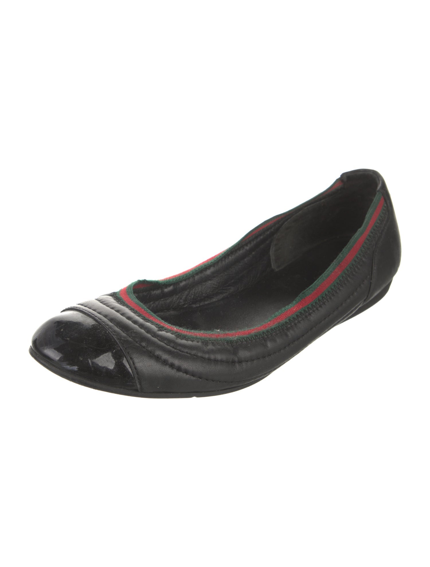 Gucci Web Accent Leather Flats
