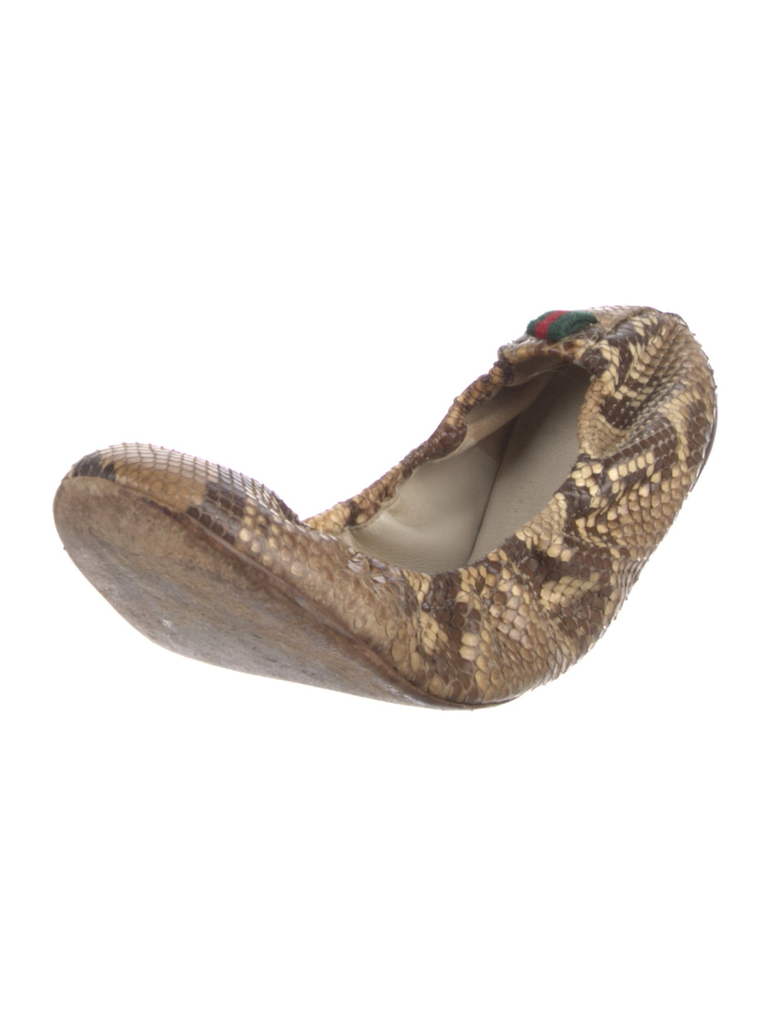 Gucci Web Accent Snakeskin Ballet Flats
