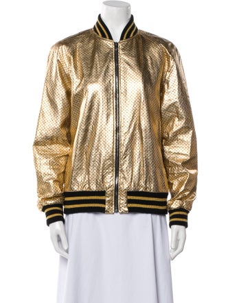 Gucci Lamb Leather Polka Dot Print Bomber Jacket