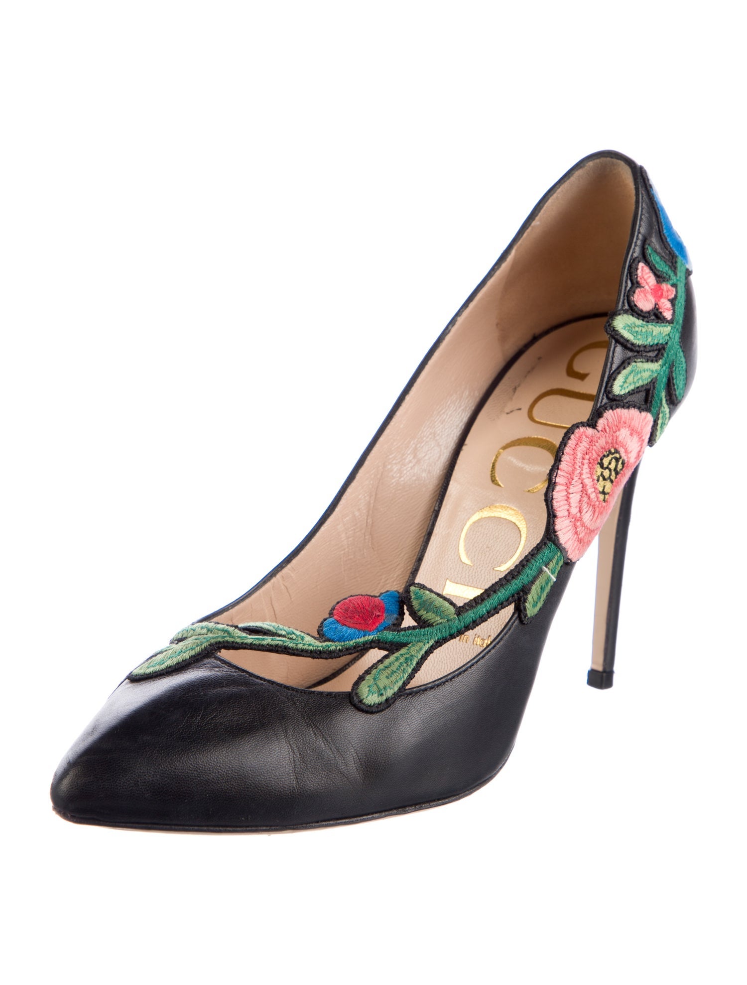 Gucci Flora Print Leather Pumps