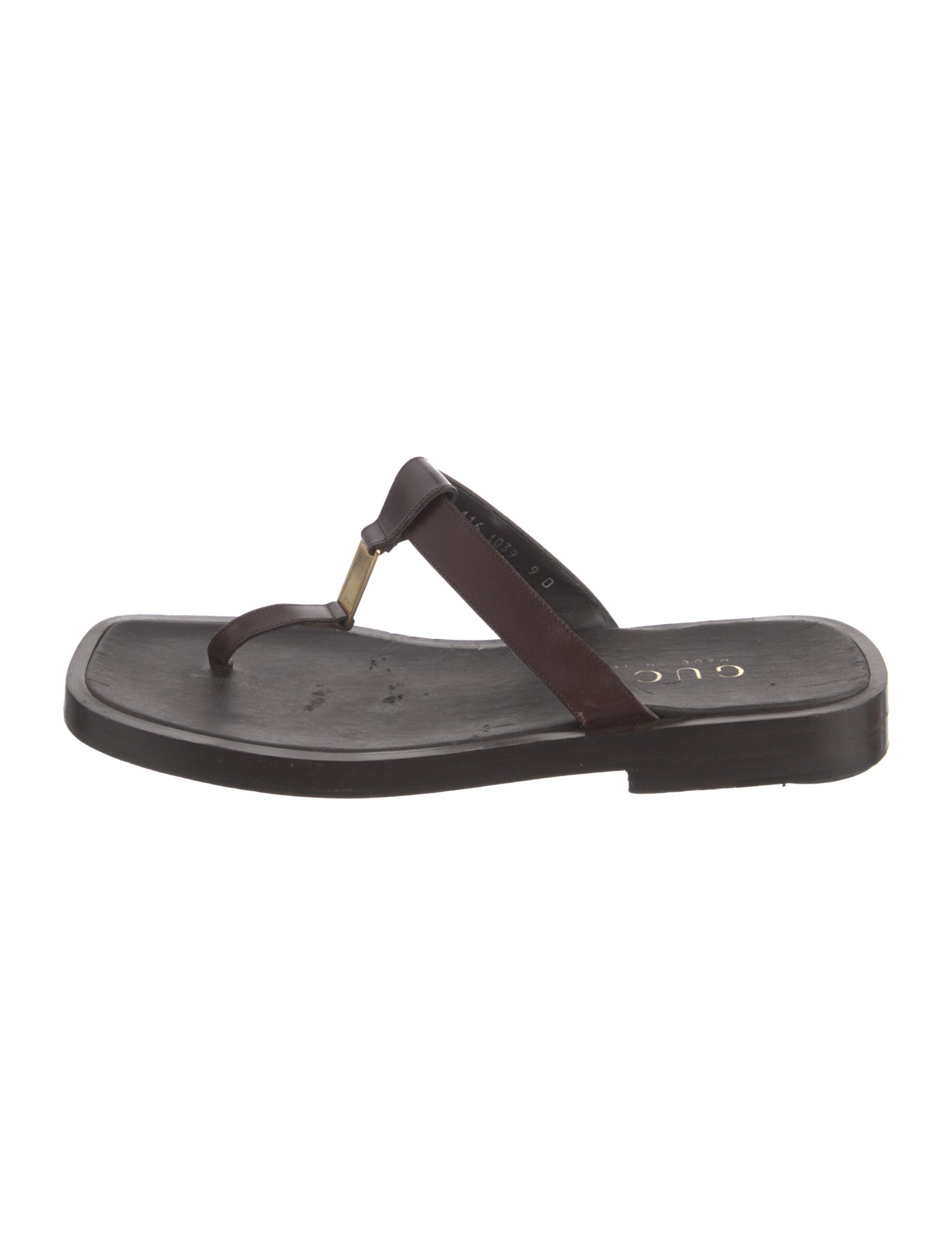 Gucci Double G Logo Leather Flip Flops