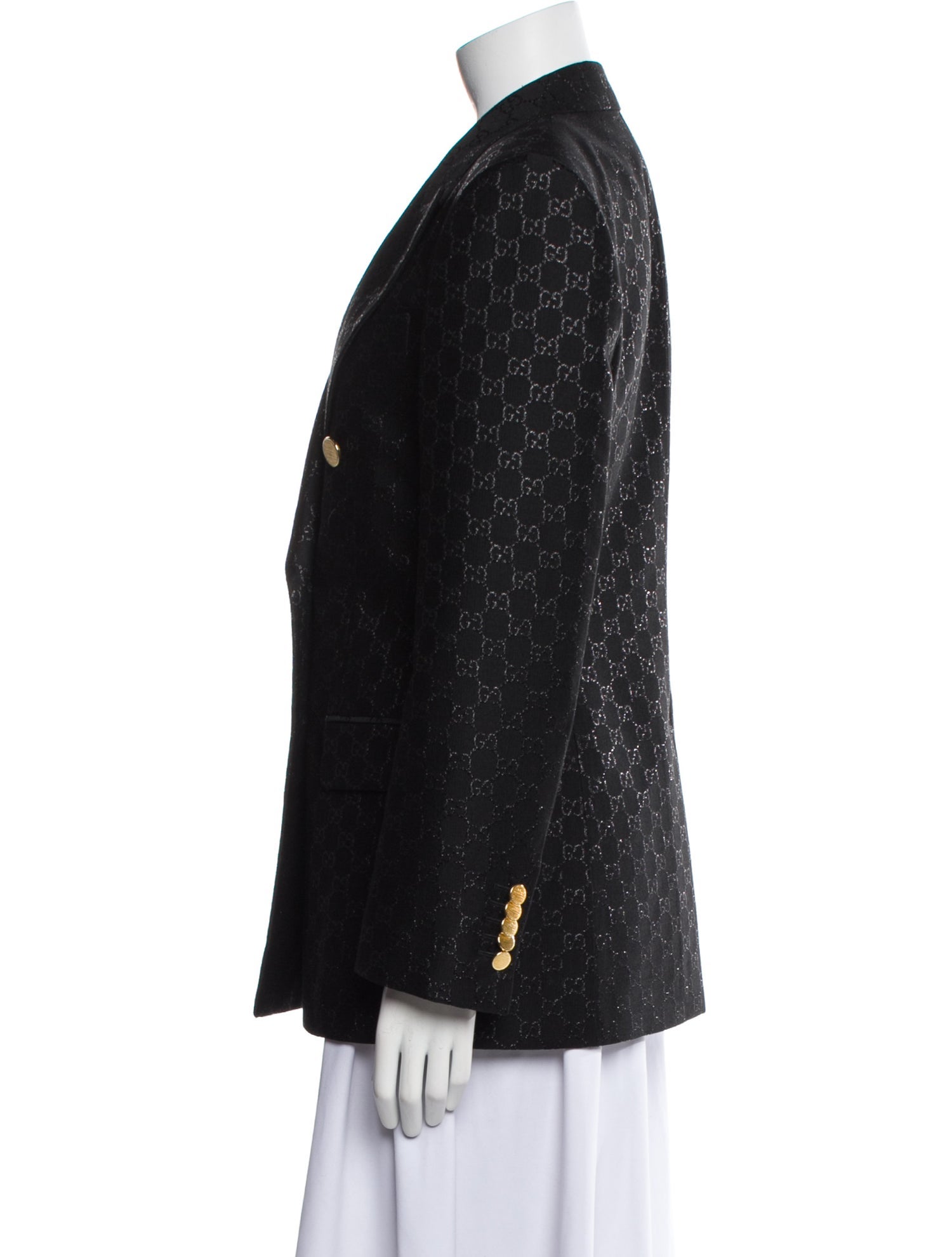 Gucci 2023-2024 GG Lamé Wool Blend Jacket Blazer