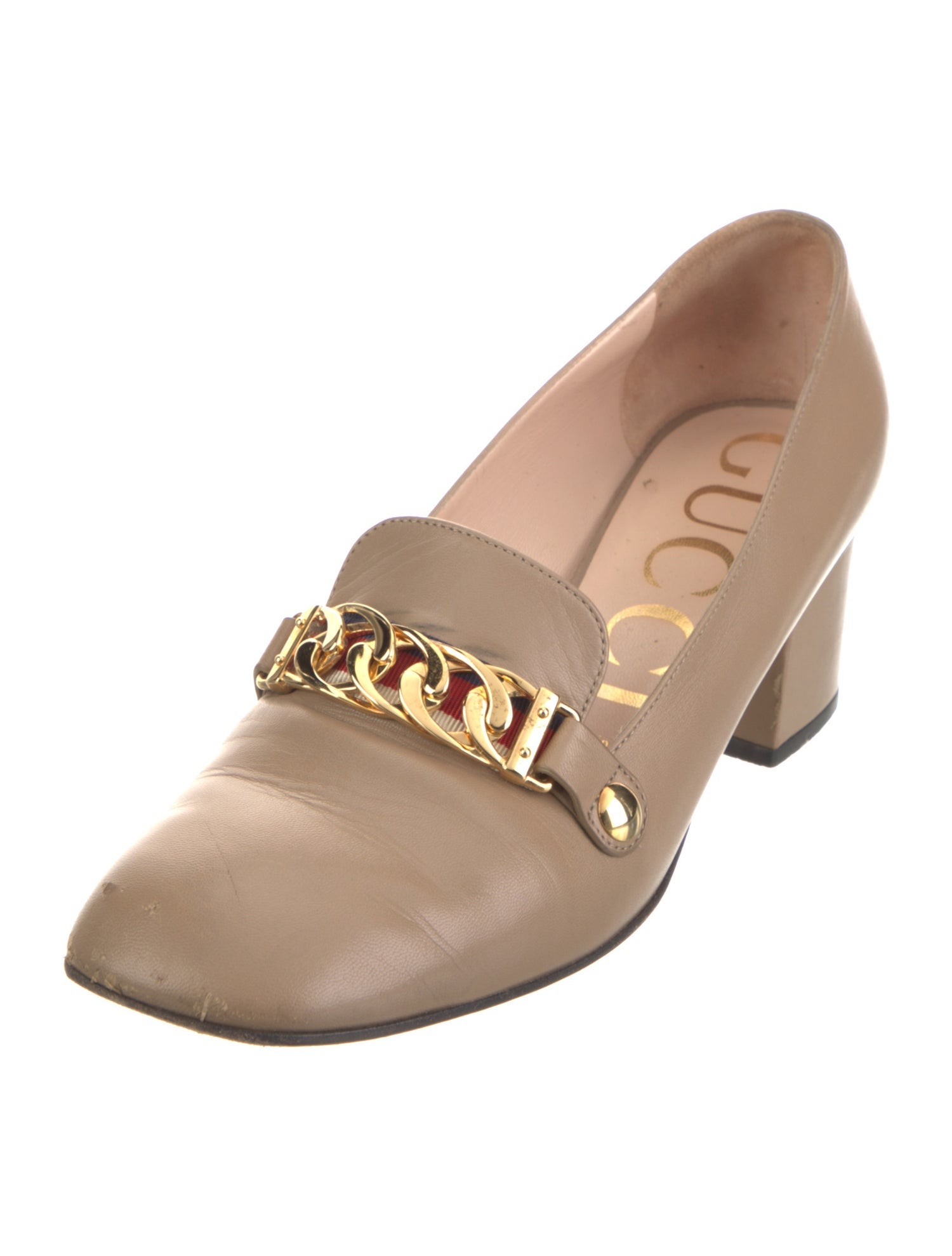 Gucci Sylvie Web Accent Leather Pumps