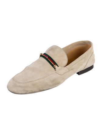 Gucci Web Accent Suede Loafers