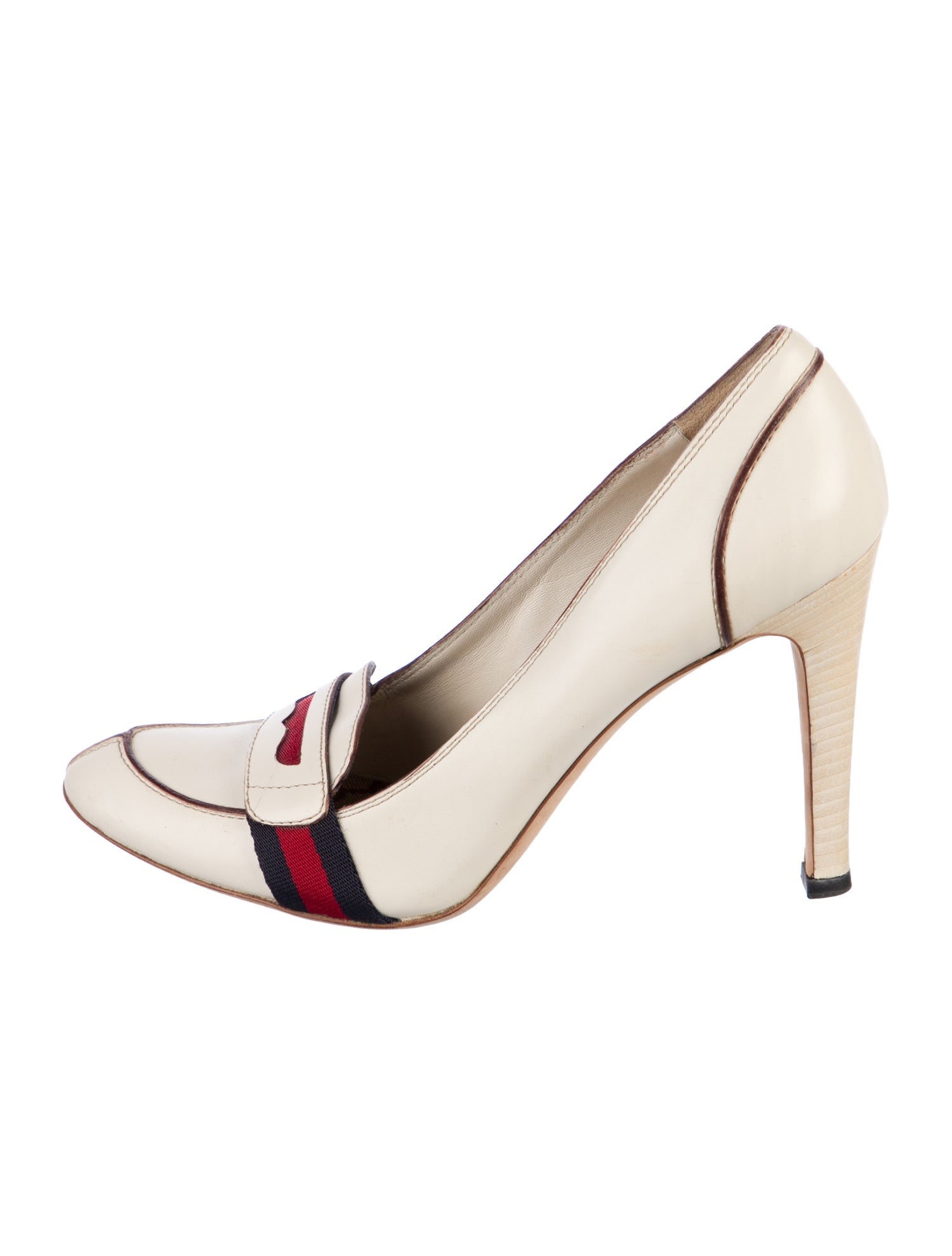 Gucci GG Canvas Leather Pumps