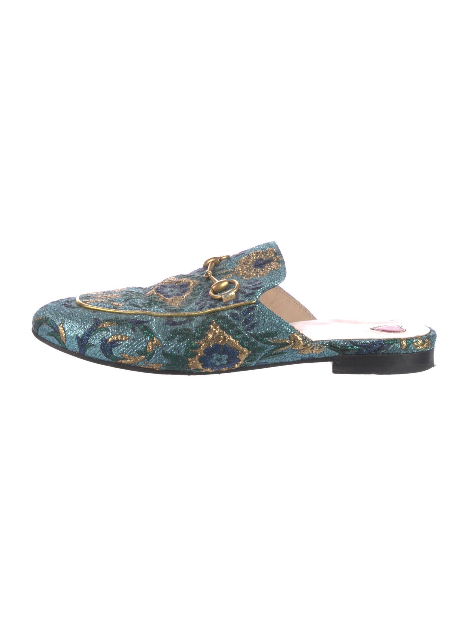Gucci Printed Embroidered Accent Mules