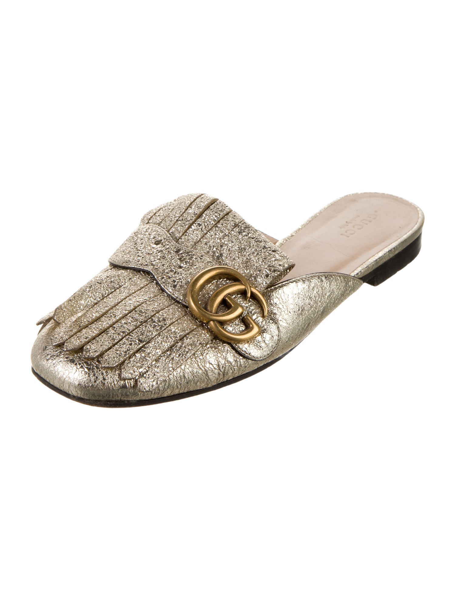 Gucci Double G Logo Leather Mules