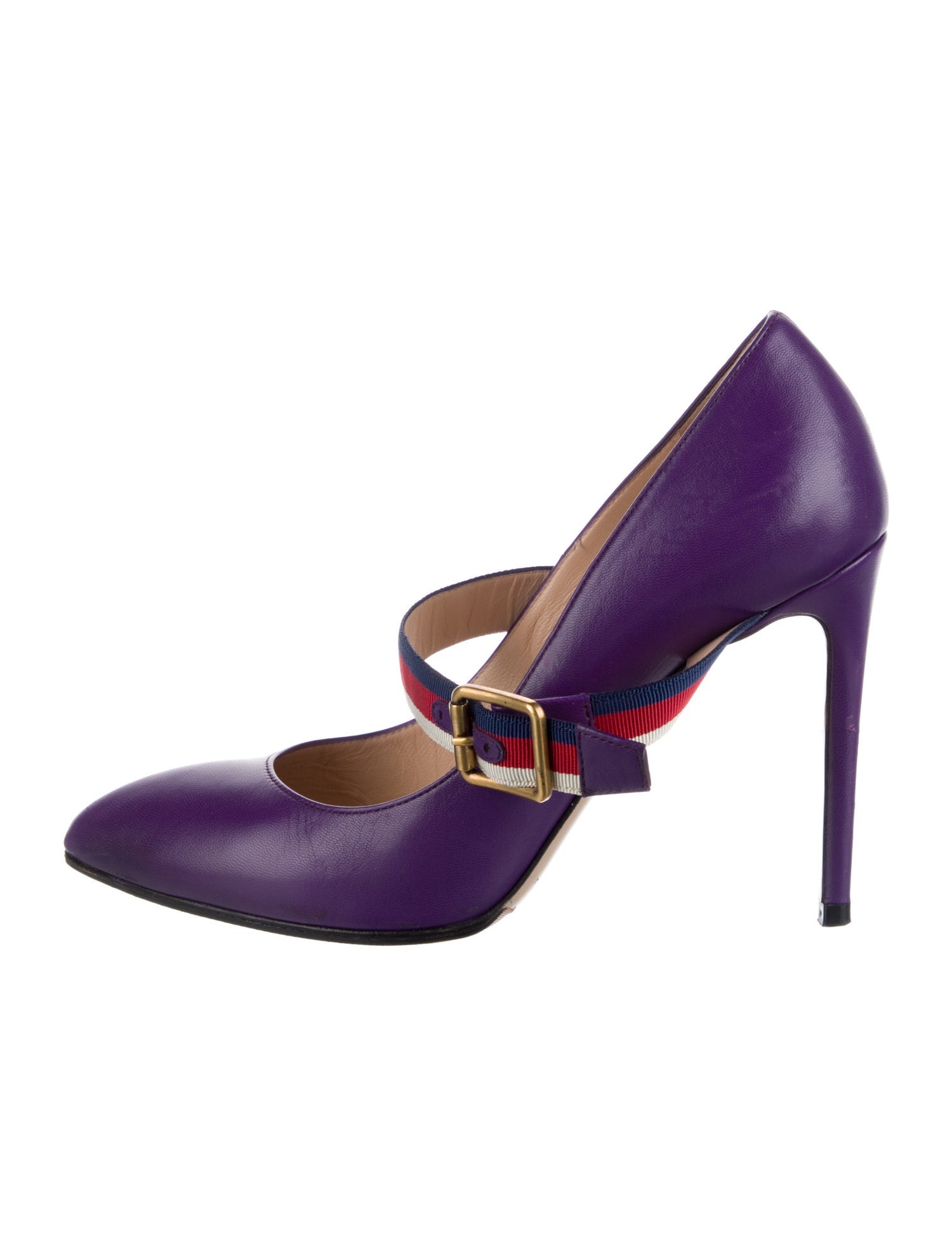 Gucci Sylvie Web Accent Leather Pumps