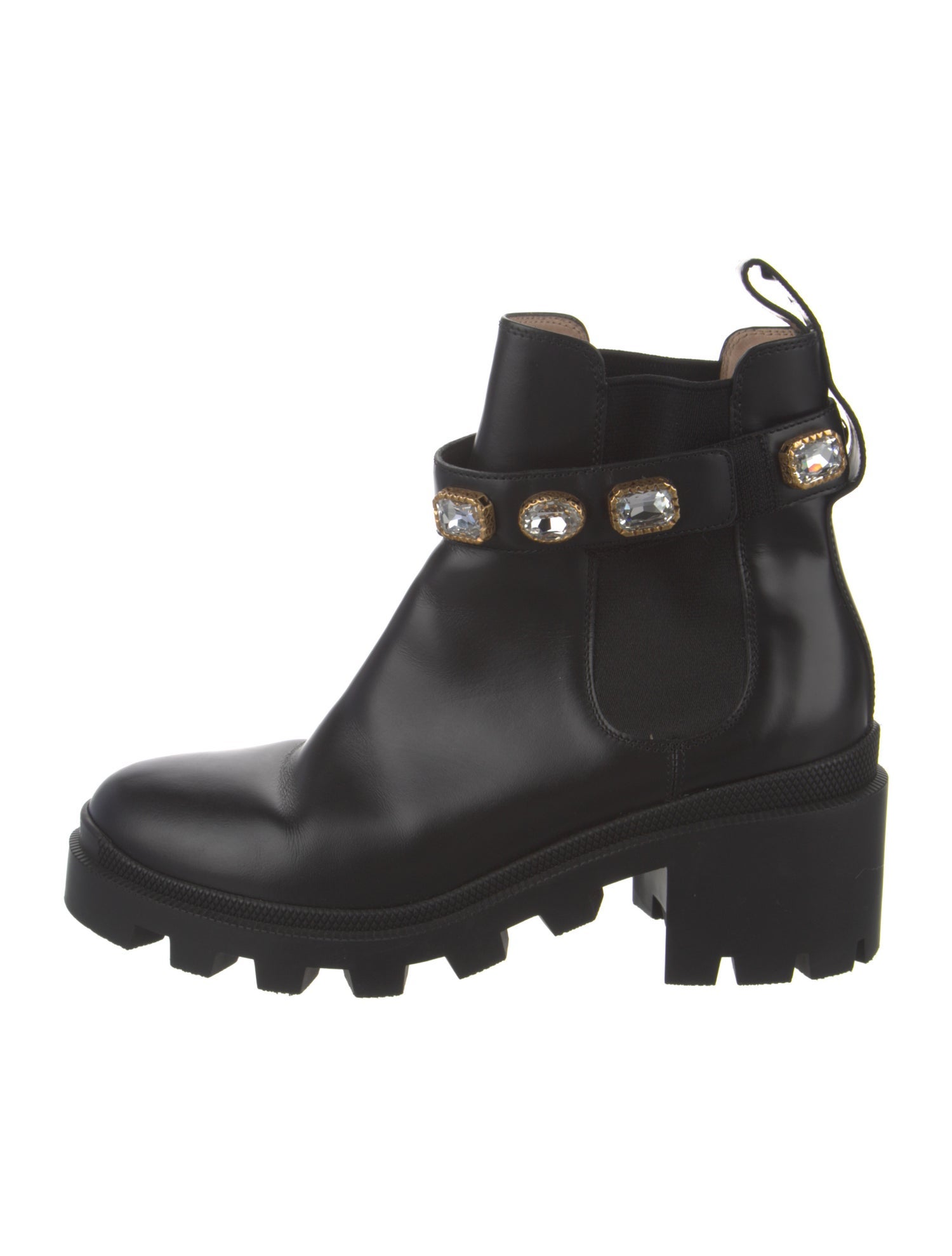Gucci Double G Logo Leather Combat Boots