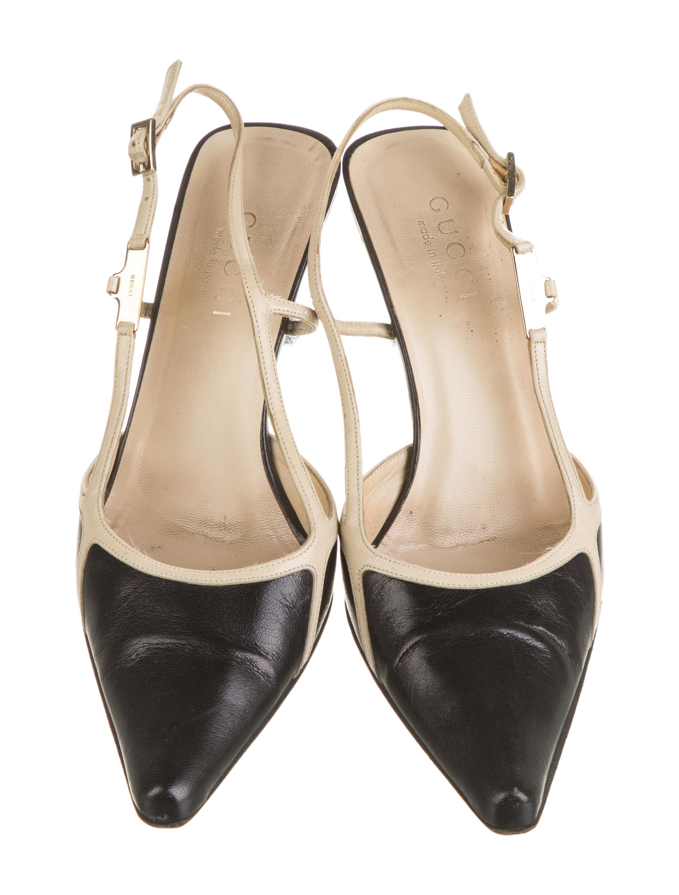 Gucci Leather Colorblock Pattern Slingback Pumps