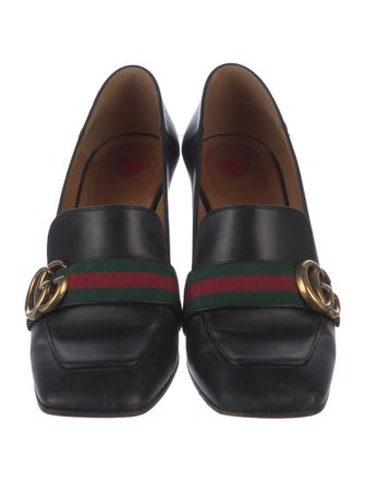 Gucci Web Accent Leather Pumps