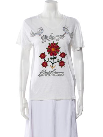 Gucci Linen Graphic Print T-Shirt
