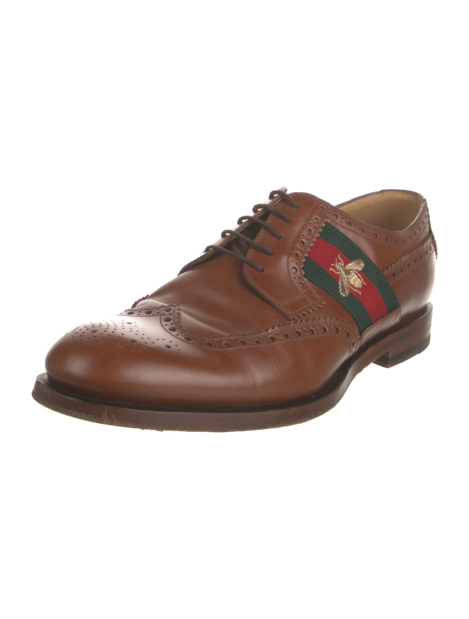 Gucci Leather Striped Brogues