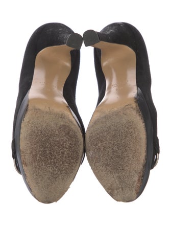 Gucci Horsebit Accent Suede Pumps