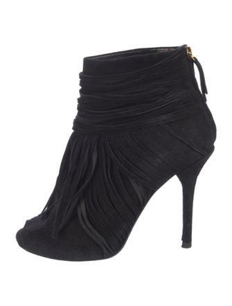 Gucci Suede Fringe Trim Accent Boots