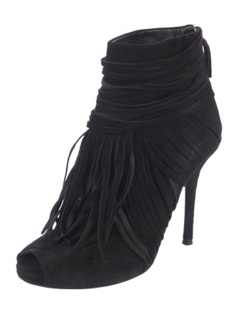 Gucci Suede Fringe Trim Accent Boots