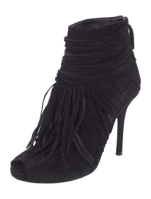 Gucci Suede Fringe Trim Accent Boots