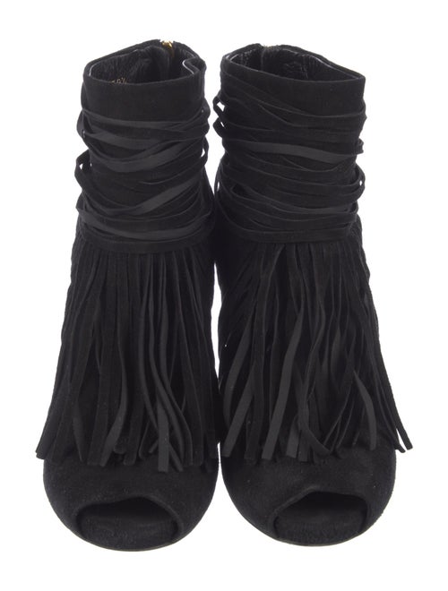 Gucci Suede Fringe Trim Accent Boots
