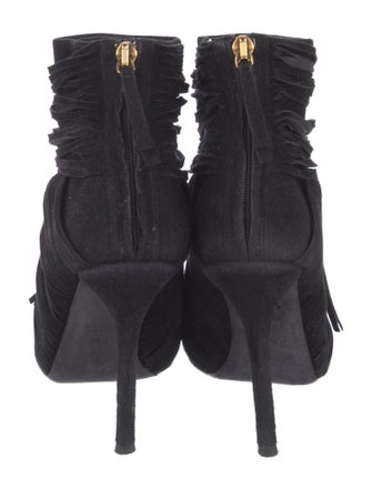 Gucci Suede Fringe Trim Accent Boots