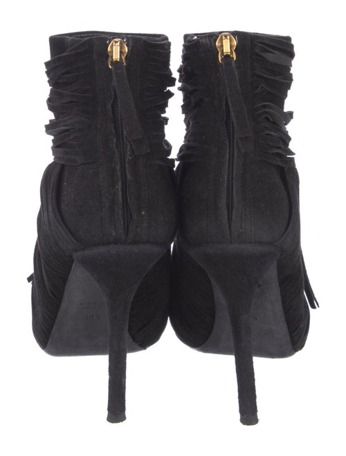 Gucci Suede Fringe Trim Accent Boots