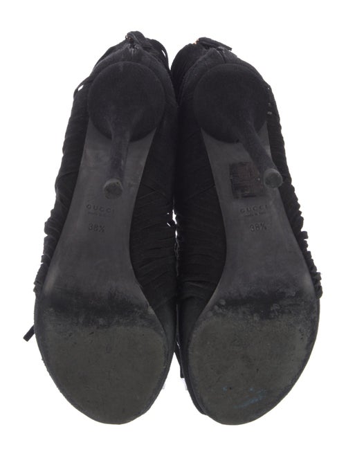 Gucci Suede Fringe Trim Accent Boots