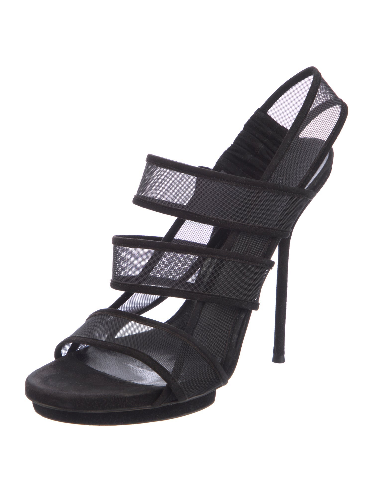 Gucci Suede Mesh Accents Slingback Sandals