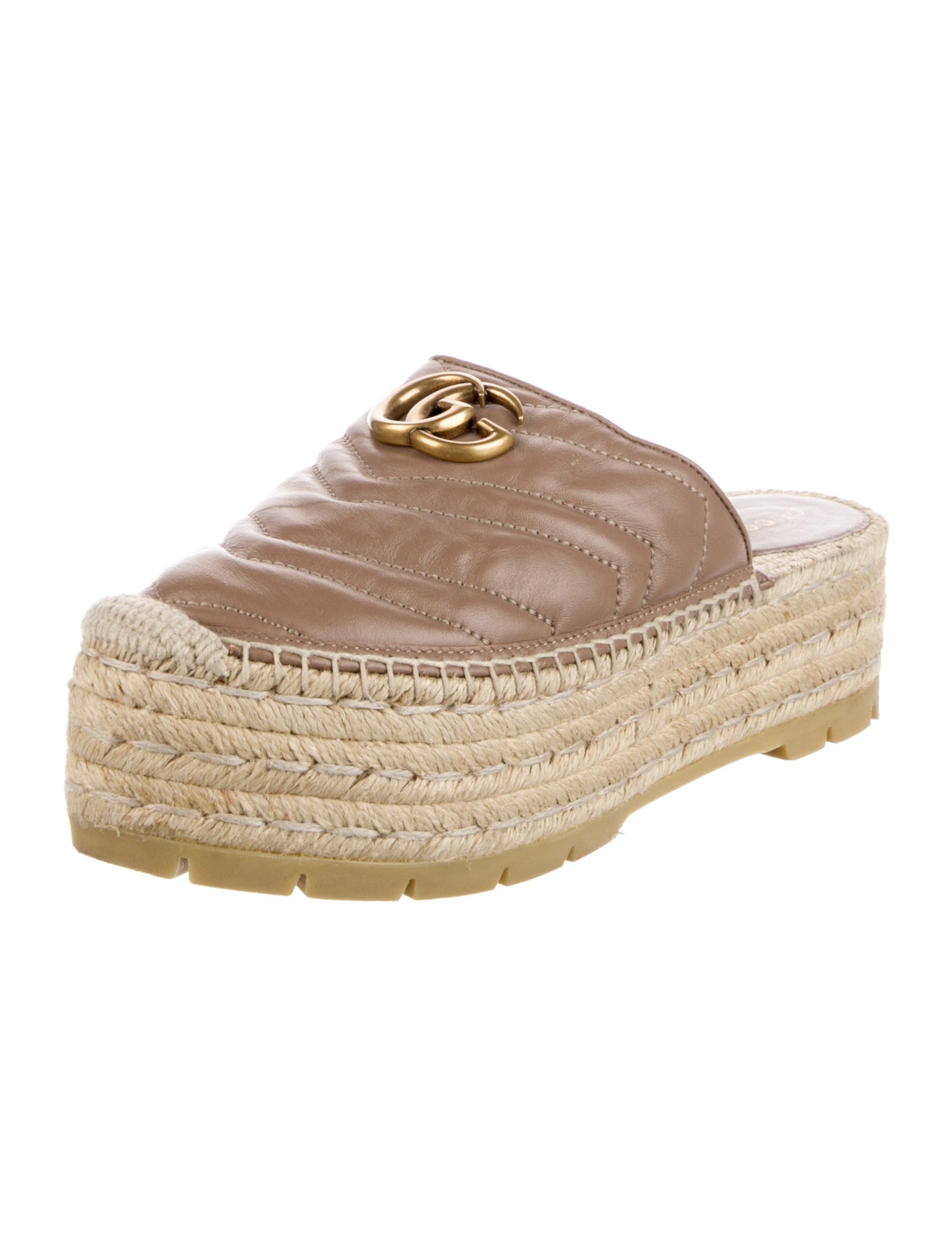 Gucci Quilted Pattern Leather Mules