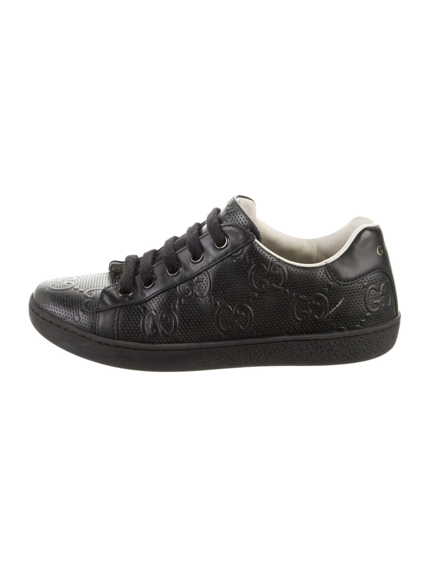 Gucci Black GG Imprimé Leather Sneakers