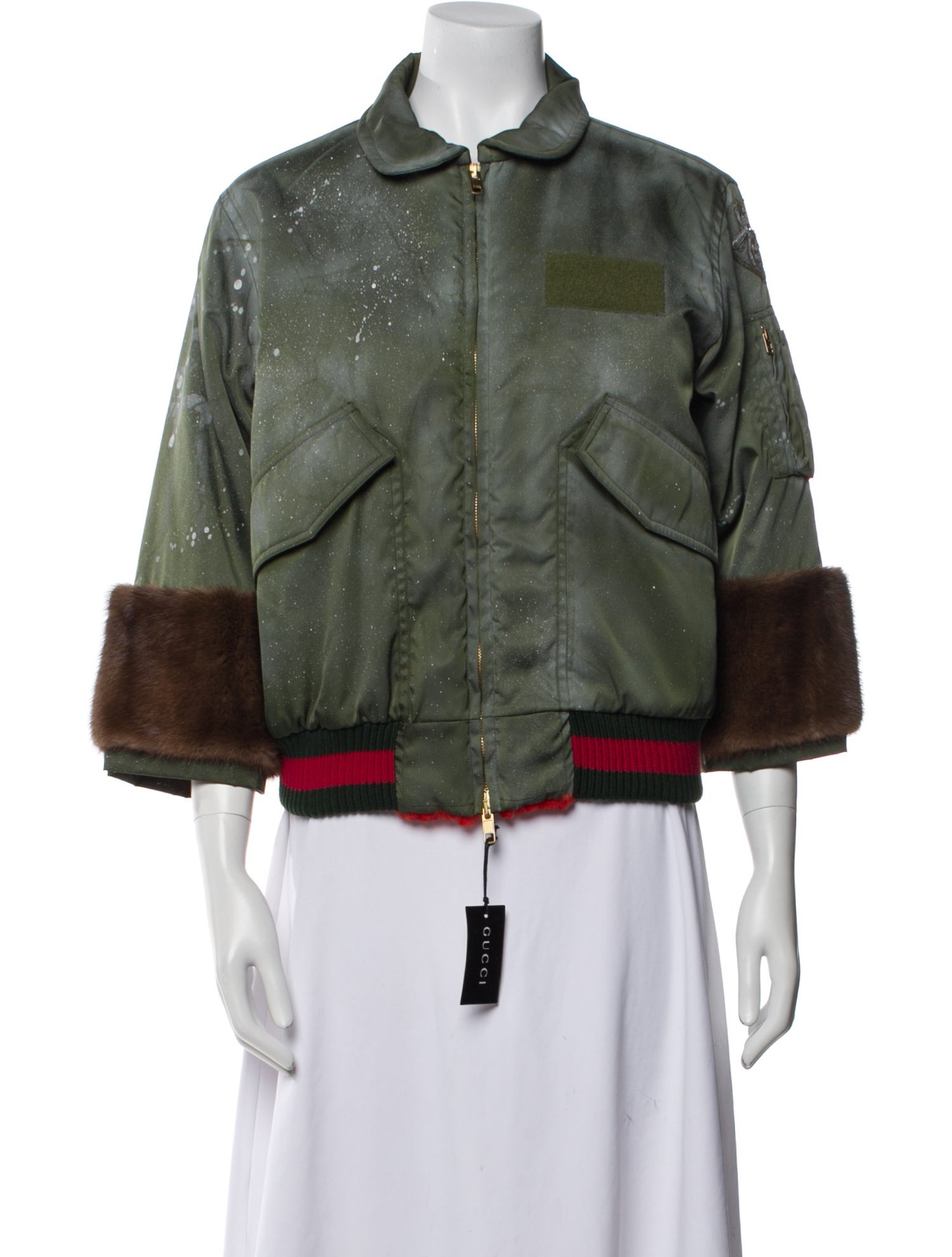 Gucci Graphic Print Fur Jacket