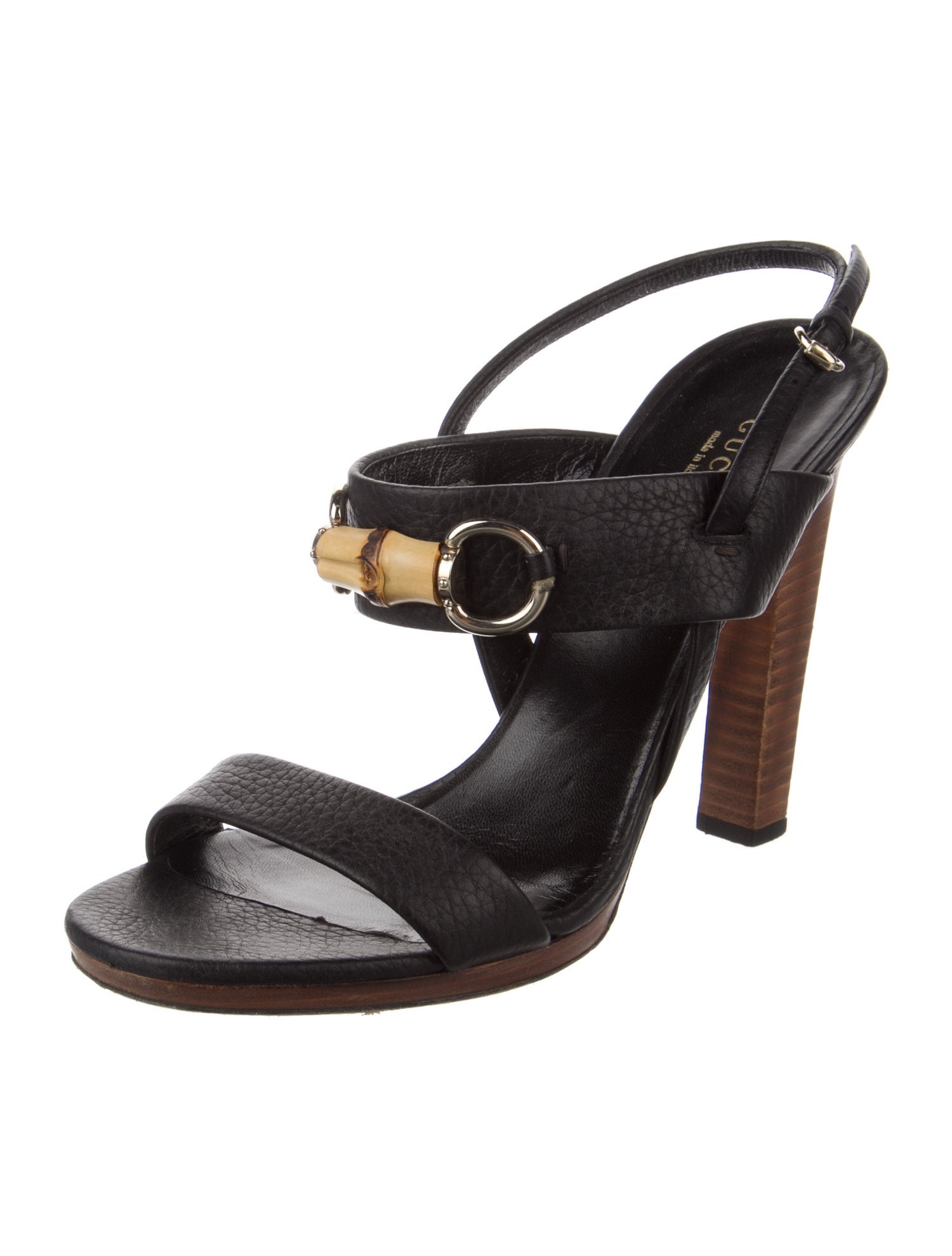 Gucci 1955 Horsebit Accent Leather Slingback Sandals