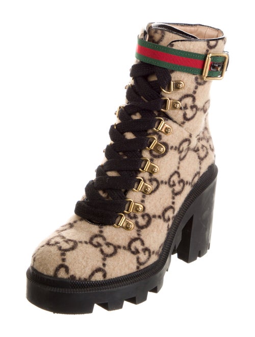 Gucci Web Accent Wool Combat Boots