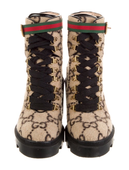 Gucci Web Accent Wool Combat Boots