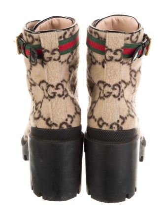 Gucci Web Accent Wool Combat Boots