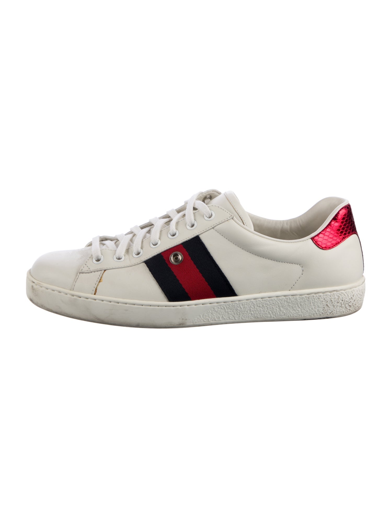 Gucci Web Accent Leather Sneakers