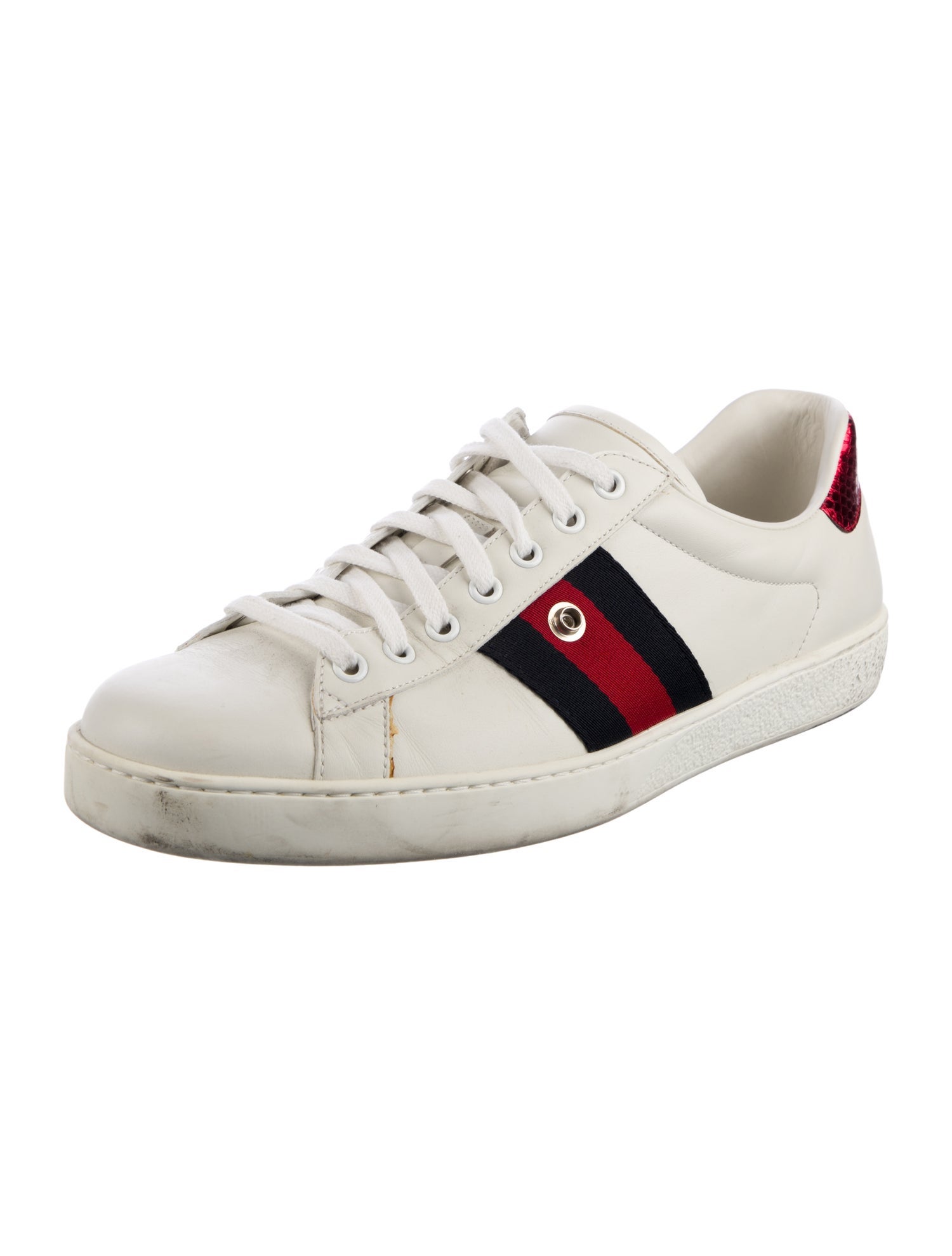 Gucci Web Accent Leather Sneakers