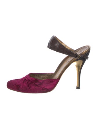 Gucci Velvet Colorblock Pattern Mules