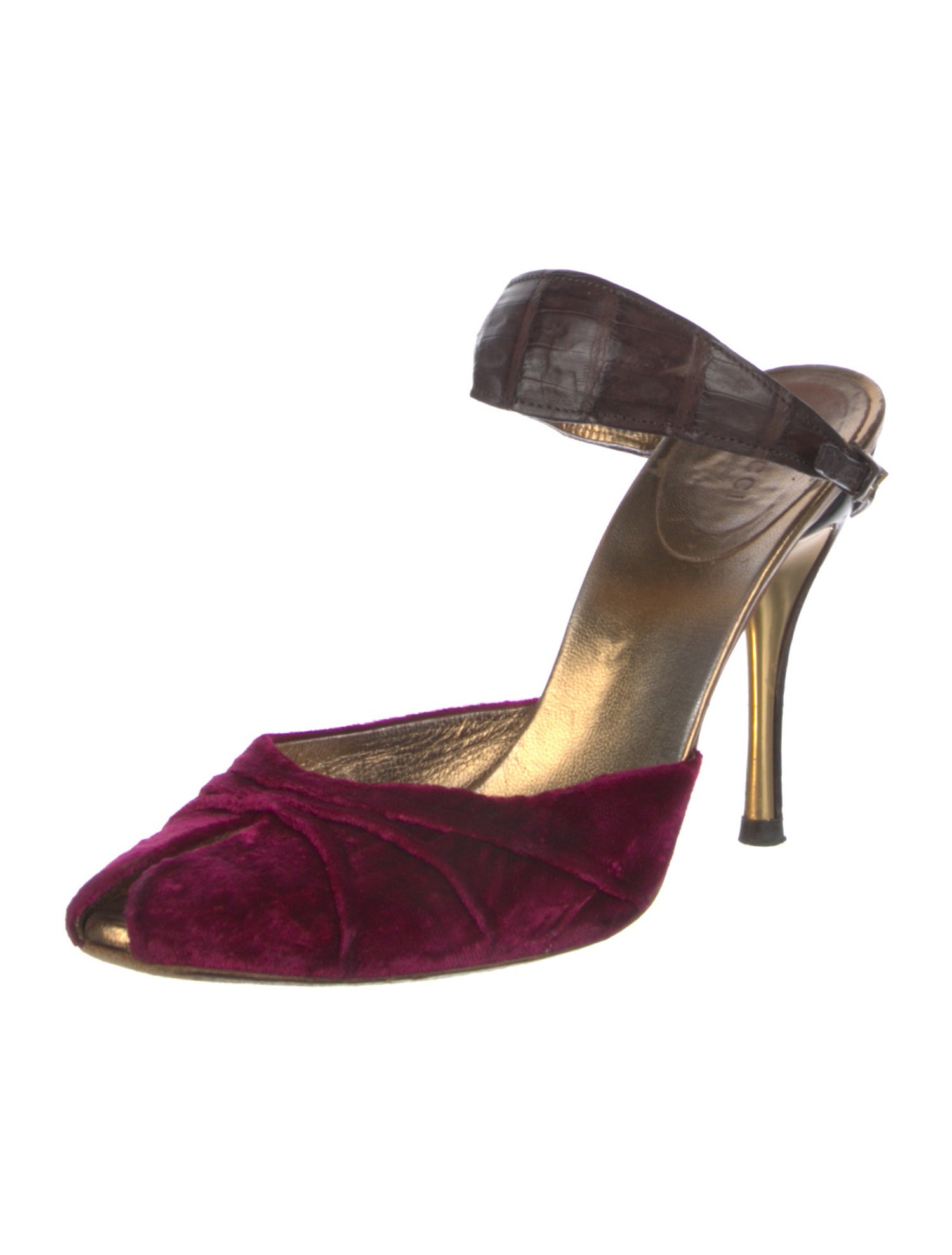 Gucci Velvet Colorblock Pattern Mules