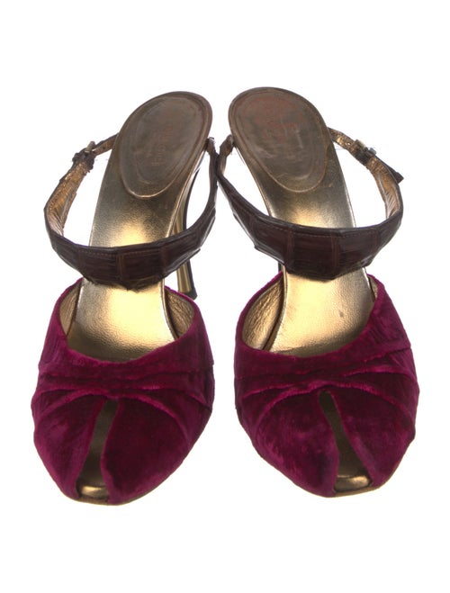 Gucci Velvet Colorblock Pattern Mules