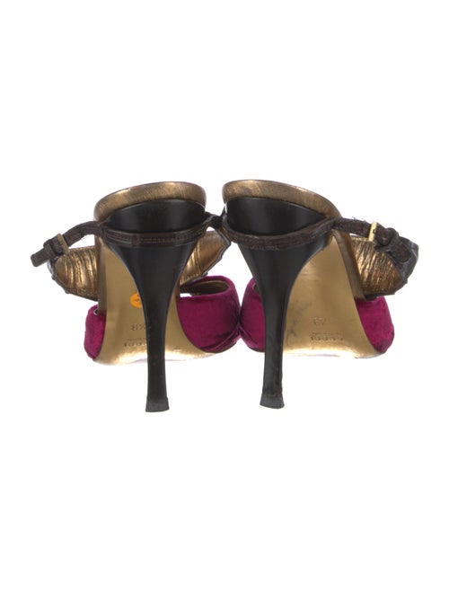 Gucci Velvet Colorblock Pattern Mules